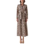 SOCIETA Leopar Büzgülü uzun gömlek elbise 94319 Leopar S