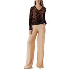 SOCIETA Leopar V yaka leopar desenli yün triko kazak 28875 Leopar L