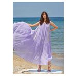 SOCIETA Lila Dantelli kolsuz uzun elbise 93544 Lila 38