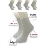 Socks Premium 5 Çift Erkek Derbi - Tenis Beyaz Bambu Dikişsiz Soket Çorap beyaz 40-44