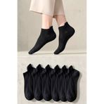 Socks Stores 6 Çift Unisex Siyah Kulaklı Spor Ayakkabı Sneaker Pamuklu Patik Çorap