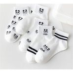 Sockshion Panda Desenli 5 Çift Tenis Kolej Çorap - 35 - 40 - Beyaz
