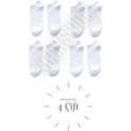Sockshion Unisex 4 Çift Pamuklu Patik Çorap - Rahat ve Şık Tasarım - 35 - 39 - Beyaz
