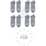 Sockshion Unisex 8 Çift Pamuklu Patik Çorap - Rahat ve Şık Tasarım - 40 - 44 - Gri