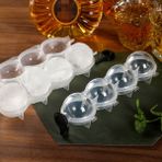 Sodelicious Küre Buz Topu Kalıbı Yuvarlak Buz Topu Dondurucu 4'lü - SODELICIOUS COFFEE&TEA - Şeffaf