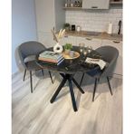 Sofex Mutfak Cafe Balkon Bahçe Restoran Yemek Masası 70X70 Metal Ayak 1.kalite - Siyah - Mermer - 70 X 70