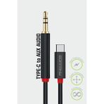 Soffany AC-295 3.5 mm Jack Aux To Type-C Ses Kablosu Siyah