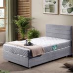 Sofia Baza Başlık Letto Yatak Seti, Açık Gri, 100X200