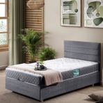 Sofia Baza Başlık Letto Yatak Seti, Gri, 90X200
