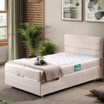 Sofia Baza Başlık Letto Yatak Seti, Krem, 90X200