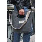 Sofist İstanbul Mineur Waxed Canvas Tote Bag Ayarlanabilir Askılı Mumlu Kanvas Kadın El ve Omuz Çantası - Antrasit