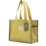 Sofist İstanbul Moyen Waxed Canvas Tote Bag Mumlu Kanvas Kadın Omuz Çantası - Haki - Fıstık Yeşil