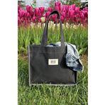 Sofist İstanbul Siyah Moyen Waxed Canvas Tote Bag Mumlu Kanvas Kadın Omuz Çantası
