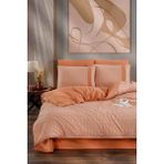 Sofline Bella Gold Esse Pamuklu Çift Kişilik Nevresim Takımı, Nevresim Takımı(Lastikli Çarşaf) - Turuncu - 200 x 220 cm