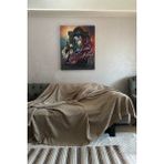 Sofline Kadife Şönil Koltuk Örtüsü, Kaymaz Kanepe Örtüsü, Koltuk Şalı (180 x 220cm) - 180 x 220 cm - Bej