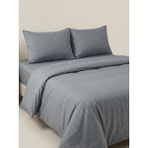 Sofline Pamuklu Çift Kişilik Nevresim Takımı, Sade Renk Nevresim Takımı ( Lastikli Çarşaf) - Gri - 200 x 230 cm