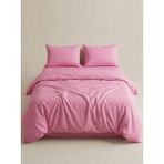 Sofline Pamuklu Çift Kişilik Nevresim Takımı, Sade Renk Nevresim Takımı ( Lastikli Çarşaf) - Pembe - 200 x 230 cm