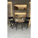 Sofmina Balkon Bahçe Mutfak 3'lü Bistro Set Katlanır 2 Sandalye 1 Masa - Antrasit