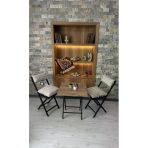 Sofmina Balkon Bahçe Mutfak 3'Lü Bistro Set Katlanır 2 Sandalye 1 Masa Bej