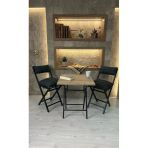 Sofmina Balkon Bahçe Mutfak 3'Lü Bistro Set Katlanır 2 Sandalye 1 Masa Siyah