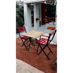 Sofmina Balkon Bahçe Mutfak 3'lü Bistro Set Katlanır Masa Sandalye 60X60 - Kırmızı