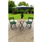 Sofmina Balkon Bahçe Mutfak 3'lü Bistro Set Katlanır Masa Sandalye 60X60 - Yeşil