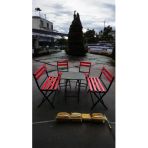 Sofmina Balkon Bahçe Mutfak Bistro Set Katlanır Masa-Sandalye 6 Kişilik 2-2-1-1 Kırmızı