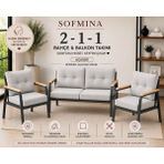 Sofmina Balkon ve Bahçe Takımı Cafe Oturma Grubu 2+1+1 Konforlu Lotus Serisi - Gri
