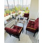 Sofmina Bordo Balkon, Bahçe, Cafe - Salon - Metal Kanepe Koltuk Takımı 3+1+1 + Masa