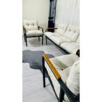Sofmina Defne Balkon, Bahçe, Cafe - Metal Kanepe Koltuk Takımı - 3+1+1 Krem - Bej