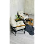 Sofmina Lale Balkon, Bahçe, Cafe Metal Kanepe Koltuk Takımı 2 Tekli + Sehpa Krem
