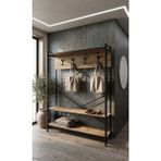 Sofmina Loft Metal Ayakkabılıklı Portmanto ve Askılık Konsept Hol Antre Mobilyası - Siyah