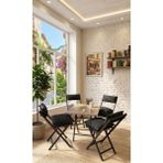 Sofmina Minderli Balkon Bahçe Mutfak Bistro Set Katlanır 4+1 Masa-Sandalye - Antrasit