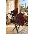 Sofmina Minderli Balkon Bahçe Mutfak Bistro Set Katlanır 4+1 Masa-Sandalye Bordo