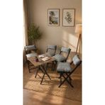Sofmina Minderli Balkon Bahçe Mutfak Bistro Set Katlanır 4+1 Masa-Sandalye Gri