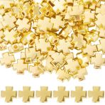 SOFPLATE 1 kutu 100 altın haç boncuklu paskalya haç boncukları metal küçük haç mesafe tutucu 8 x 7,5 mm tespih, mesafe tutucu boncuk, alaşım, küçük delikli haçlar, mesafe tutucu