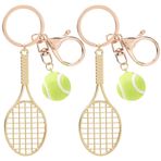 SOFPLATE 1 kutu, 2 tenis kolye ucu, anahtarlık, spor toplu, altın alaşım, küçük mini raket, asmak için metal anahtarlık, aksesuar, erkekler için, araba anahtarı, para çantası, Altın, 108