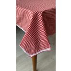 Sofra Bezi & Piknik Örtüsü Dantel Detaylı 170 x 170 cm (Kırmızı (Beyaz Dantel))