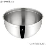 Sofram Çelik Derin Karıştırma Kabı Kase 26 cm 5,80 Litre - 5,8 lt