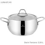 Sofram Luna 24 cm Derin Tencere - Gümüş