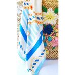 SOFT AKSESUAR Unisex Krem Mavi Alaçatı Marin Çapa Desenli Fular Bandana Saç Bandı