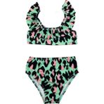 Soft and Baby Kız Çocuk Mayo Bikini Yüksek Bel Fırfırlı - 5 - 6 Yaş - Yeşil