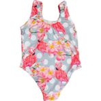 Soft and Baby Kız Çocuk Mayo Leopar-Flamingo Desenli - 7 - 8 Yaş - Gri