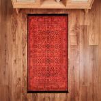 Soft Atlas Afgan Desenli Halı - Kırmızı - 80X150 Cm