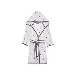 Soft Cotton Marine Lacivert Pamuklu Kız Çocuk Bornoz - Beyaz