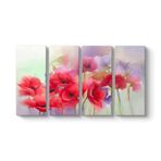 Soft Gelincikler Tablosu 129 x 70-4 Parçalı