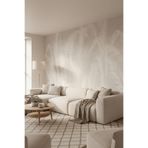 Soft Gri Yaprak Desenli Tek Parça Silinebilir Duvar Kağıdı, 500 x 280