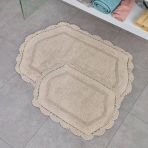Soft Lace 2'Li Banyo Paspası - Bej - 40X60 Cm + 60X90 Cm