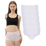 Soft Light Yüksel Bel Toparlayıcı Dantelli Kadın Külot Pamuklu, 5li (Beyaz, L)