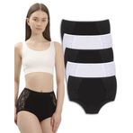 Soft Light Yüksel Bel Toparlayıcı Dantelli Kadın Külot Pamuklu, 5li (Siyah-Beyaz, 2XL)